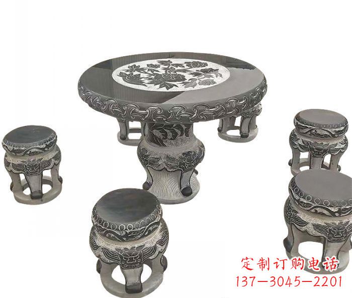 郑州仿古圆形石桌凳雕塑