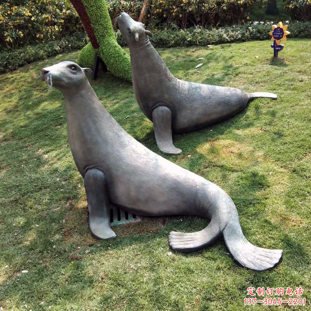 郑州精美玻璃钢海豹雕塑