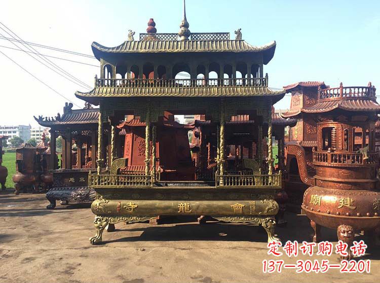 郑州高浮雕螭龙纹铜香炉