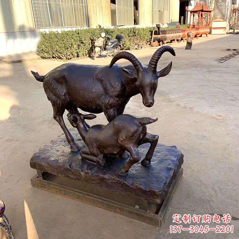 郑州羔羊跪乳铜雕-学校校园文化景观雕塑摆件