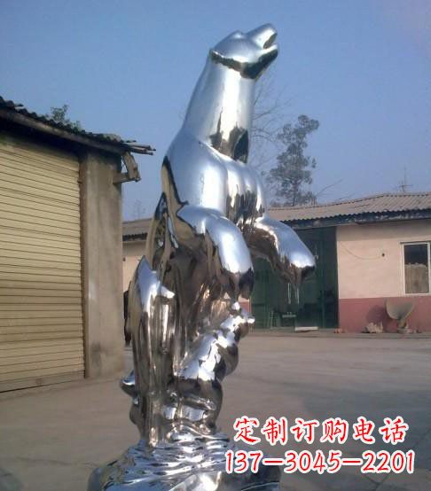 郑州公园不锈钢抽象北极熊动物雕塑