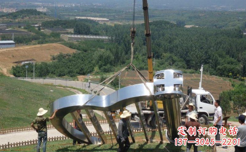郑州公园不锈钢大型竖琴景观雕塑