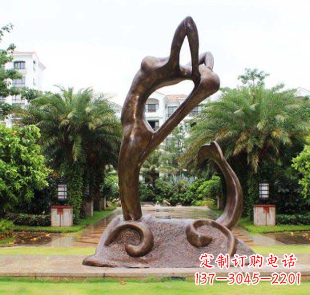 郑州公园抽象美人鱼景观铜雕