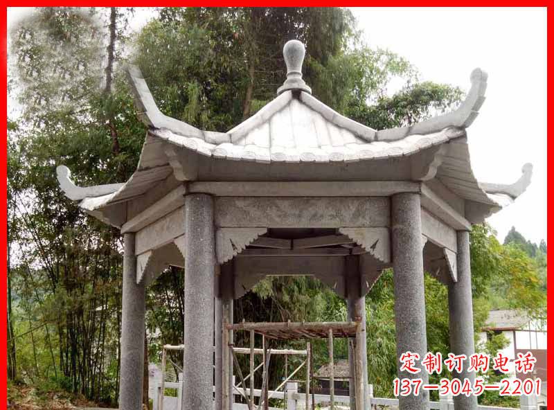 郑州公园大理石六角凉亭石雕