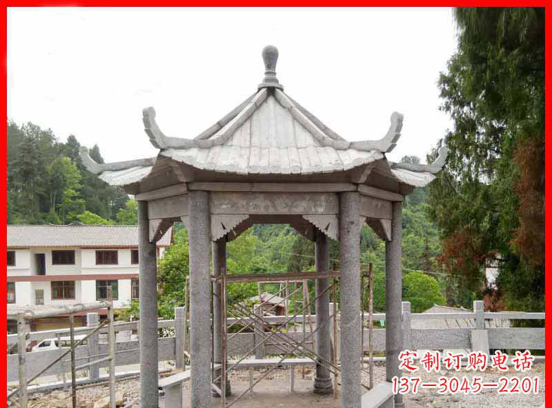 郑州公园大理石六角石雕凉亭