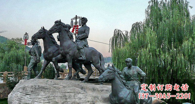 郑州公园红军骑马景观铜雕