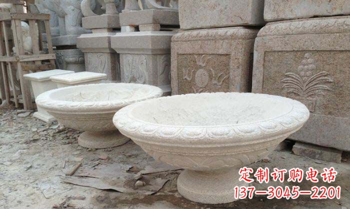 郑州细腻雅致的大理石花盆石雕