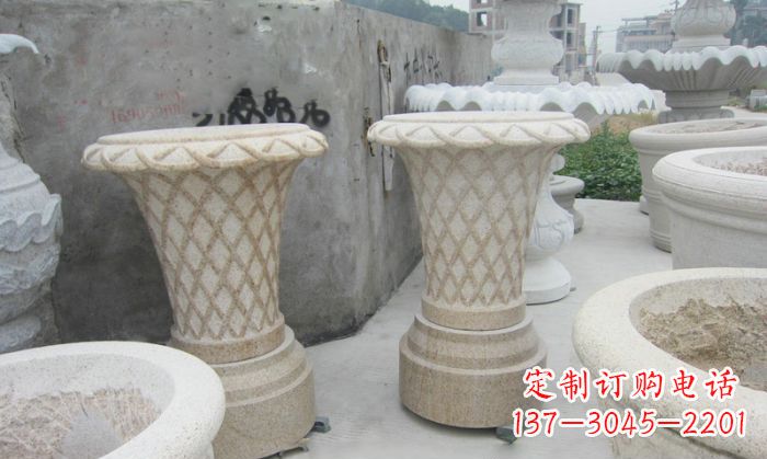 郑州花篮式石雕镂空花盆