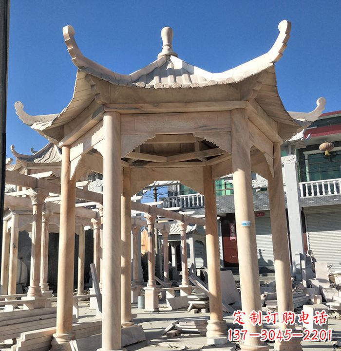郑州公园晚霞红凉亭雕塑