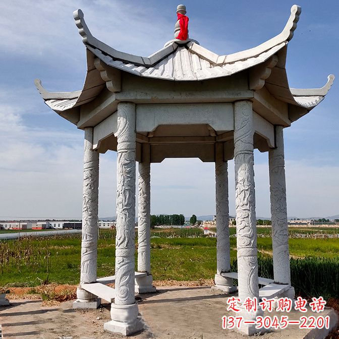 郑州公园园林汉白玉六角凉亭