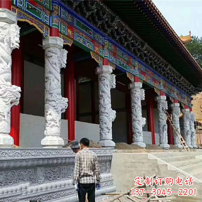 郑州古建汉白玉龙柱石雕