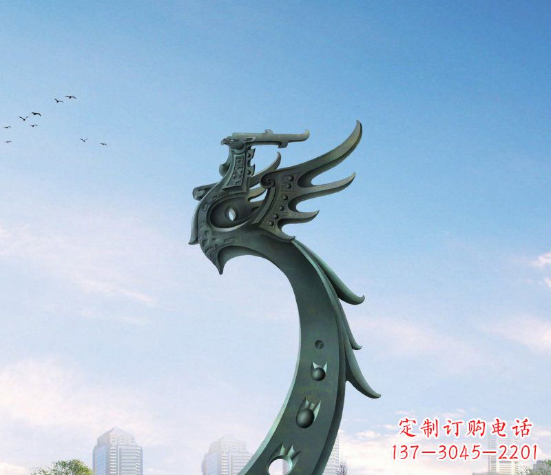 郑州广场不锈钢抽象凤凰雕塑 (6)