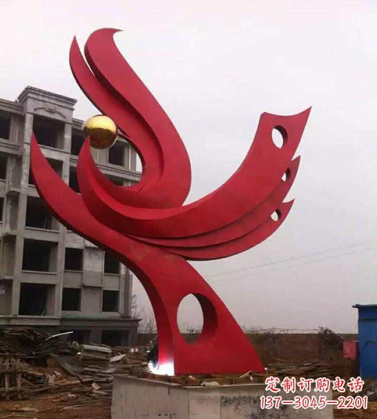 郑州广场不锈钢抽象凤凰雕塑_1