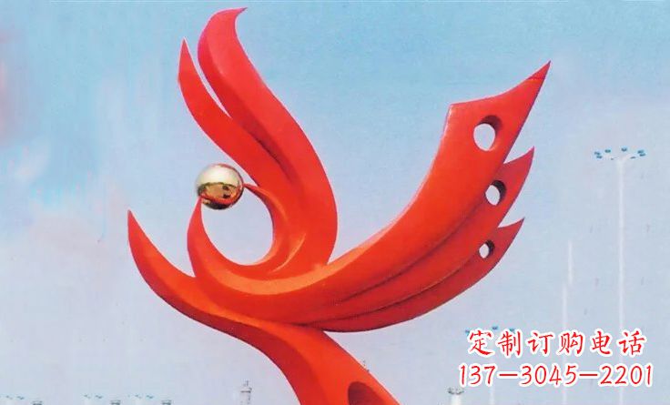 郑州广场不锈钢抽象凤凰雕塑_2