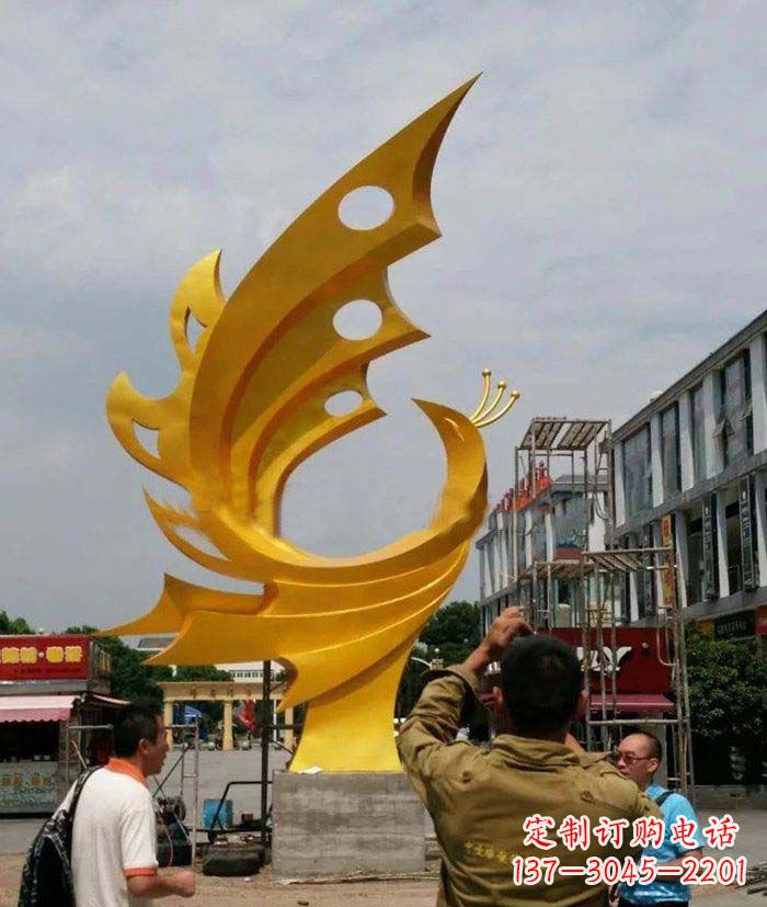 郑州精致大气的不锈钢抽象凤凰雕塑