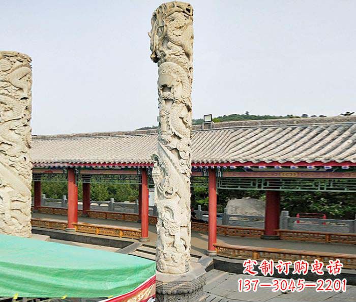 郑州雕刻精致的大理石龙柱石雕