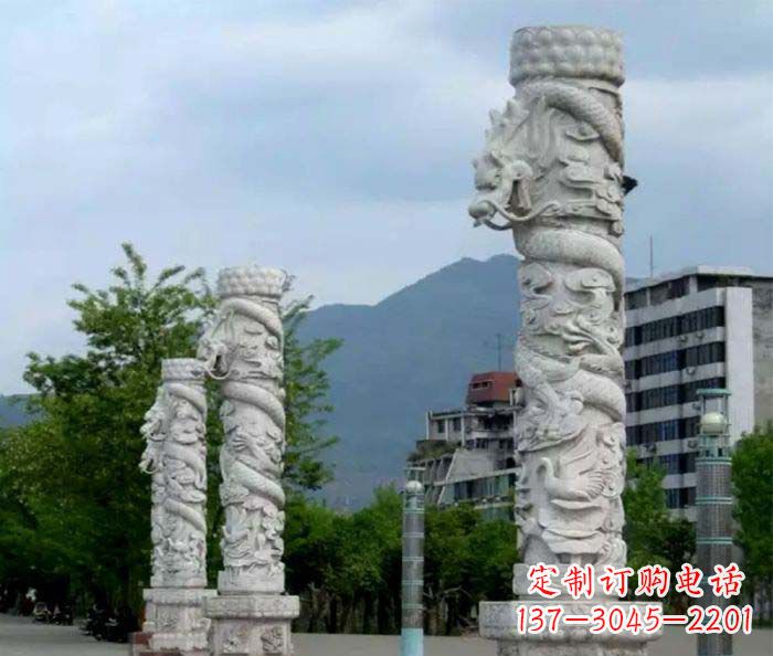 郑州精美工艺大理石龙柱雕塑
