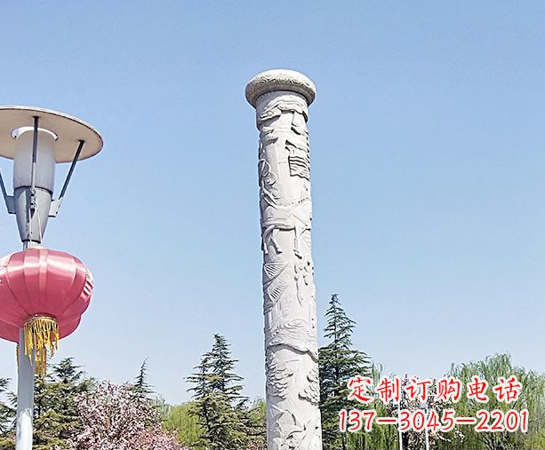 郑州广场景观大理石龙柱石雕 (6)