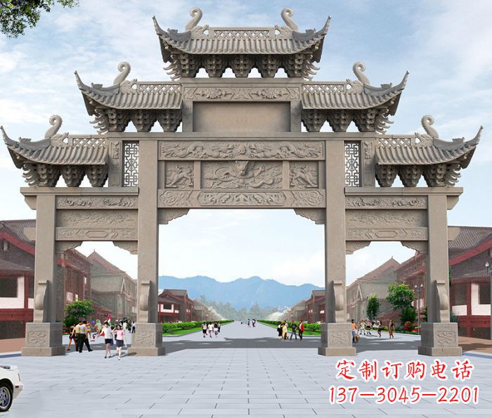 郑州以大理石石雕装饰的精美牌楼雕塑