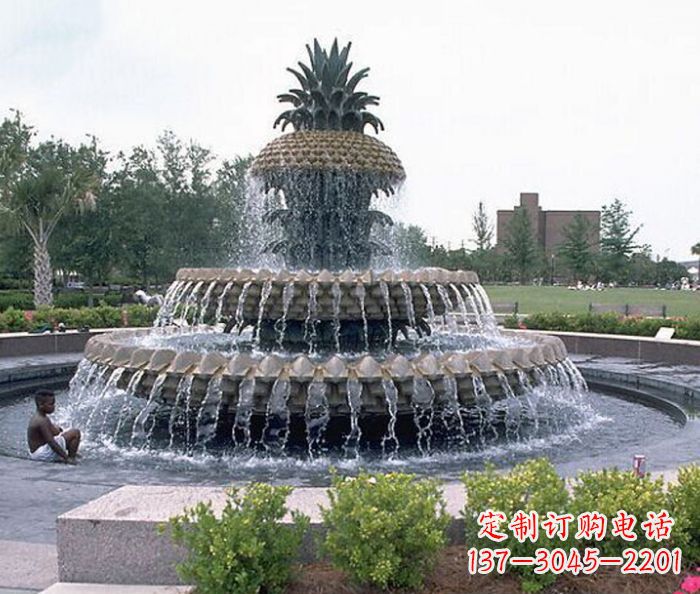 郑州广场景观大型菠萝喷泉石雕