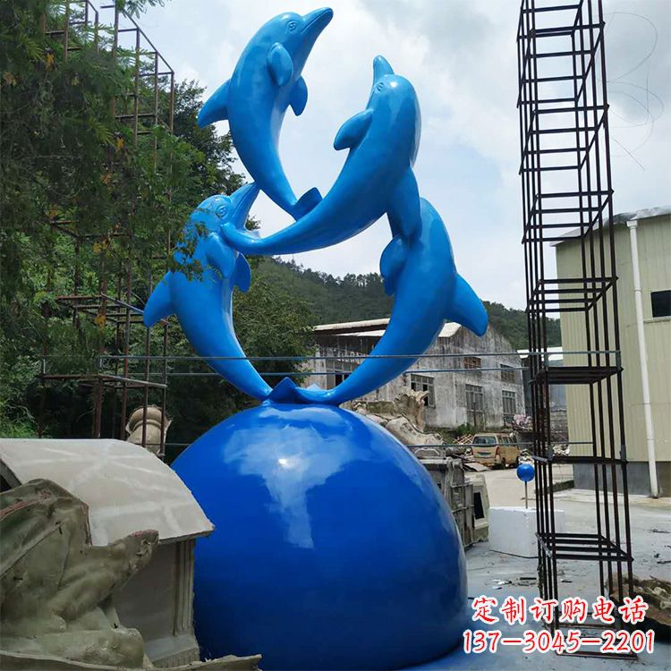 郑州海豚钢筋玻璃景观雕塑