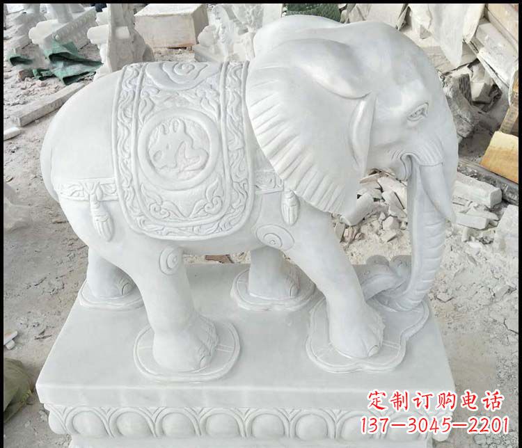 郑州汉白玉吉祥如意门口招财镇宅大象石雕