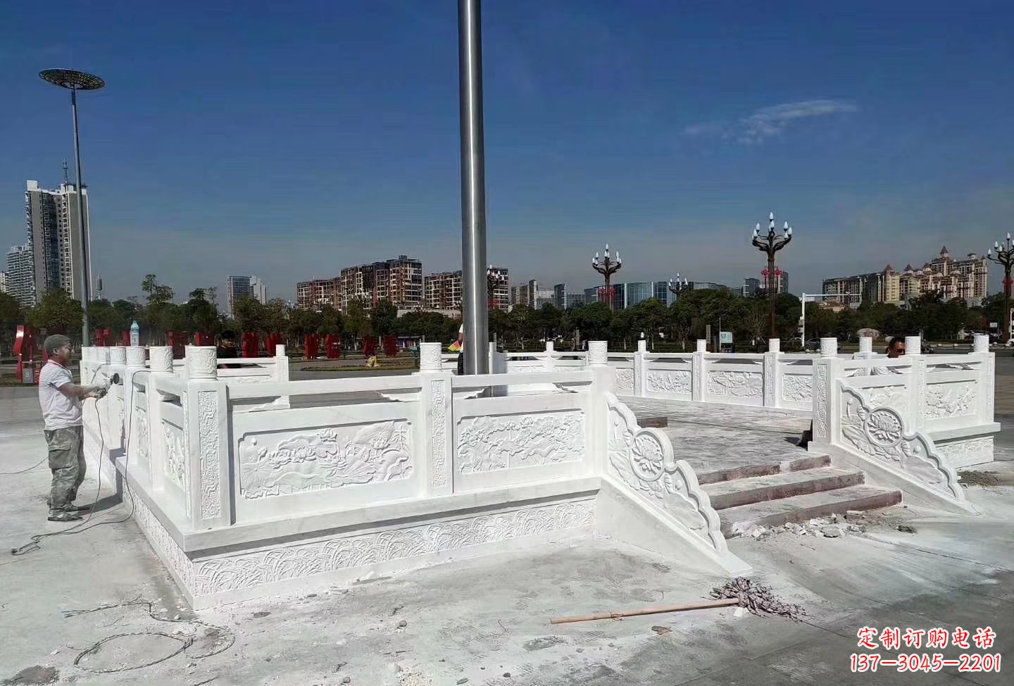 郑州汉白玉升旗台 广场校园石雕栏板雕塑
