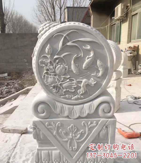 郑州汉白玉石浮雕门墩
