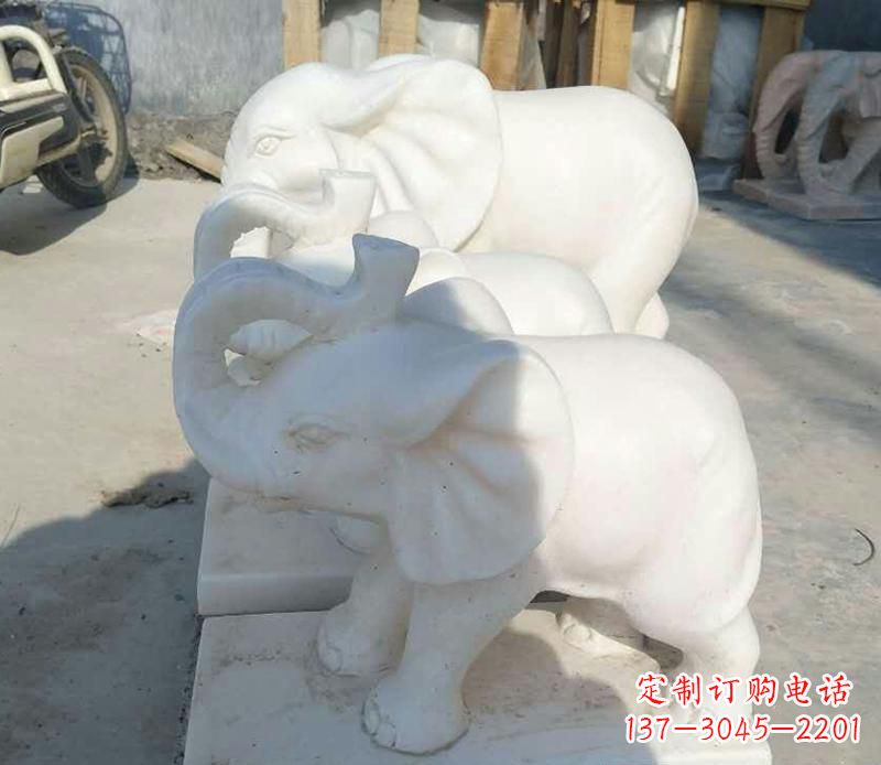 郑州汉白玉招财小象雕塑