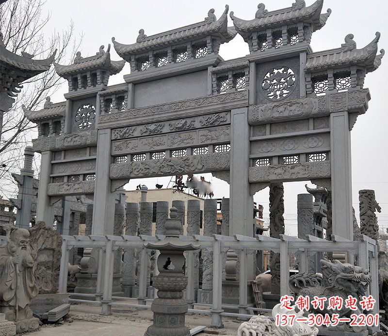 郑州京中领雕塑:牌坊石雕定制