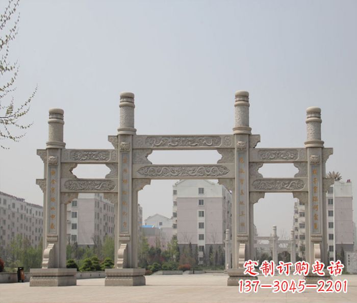 郑州上中领雕塑:牌坊石雕定制