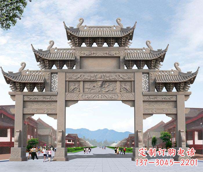郑州景区三门石雕牌楼 (3)