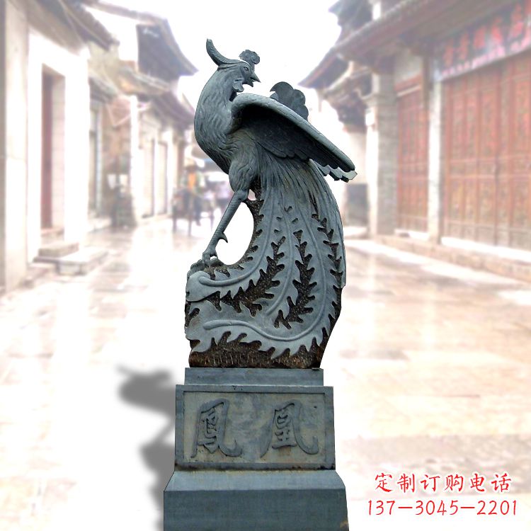 郑州匠心之作——青石仿古凤凰雕塑