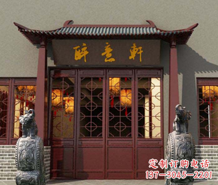 郑州青石仿古大象门口镇宅招财抱鼓石门墩石雕