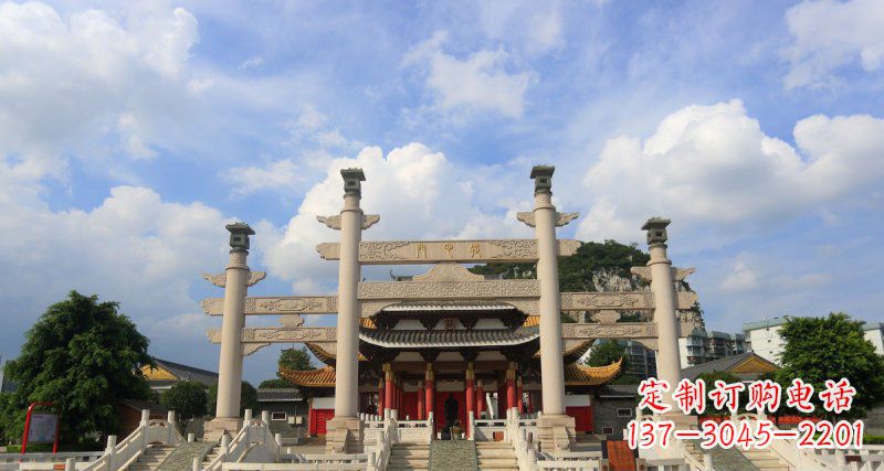 郑州三门牌坊雕塑,精美简易的石头艺术