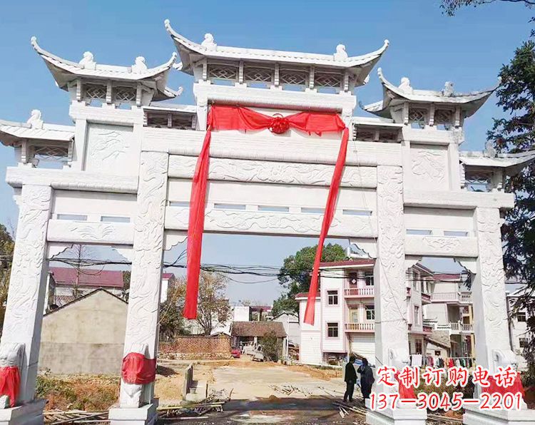 郑州三门三楼石雕牌坊：专业定制牌坊雕塑