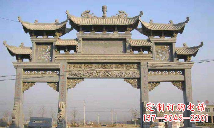 郑州特色街角石雕牌坊精致典雅的装点