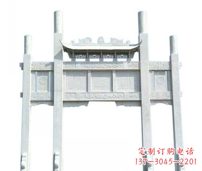 郑州三门石雕牌坊定制精美牌坊雕塑