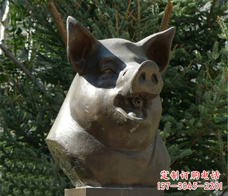 郑州十二生肖猪首铜雕