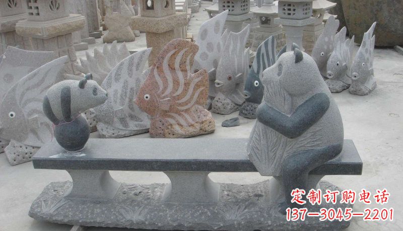 郑州石雕熊猫座椅