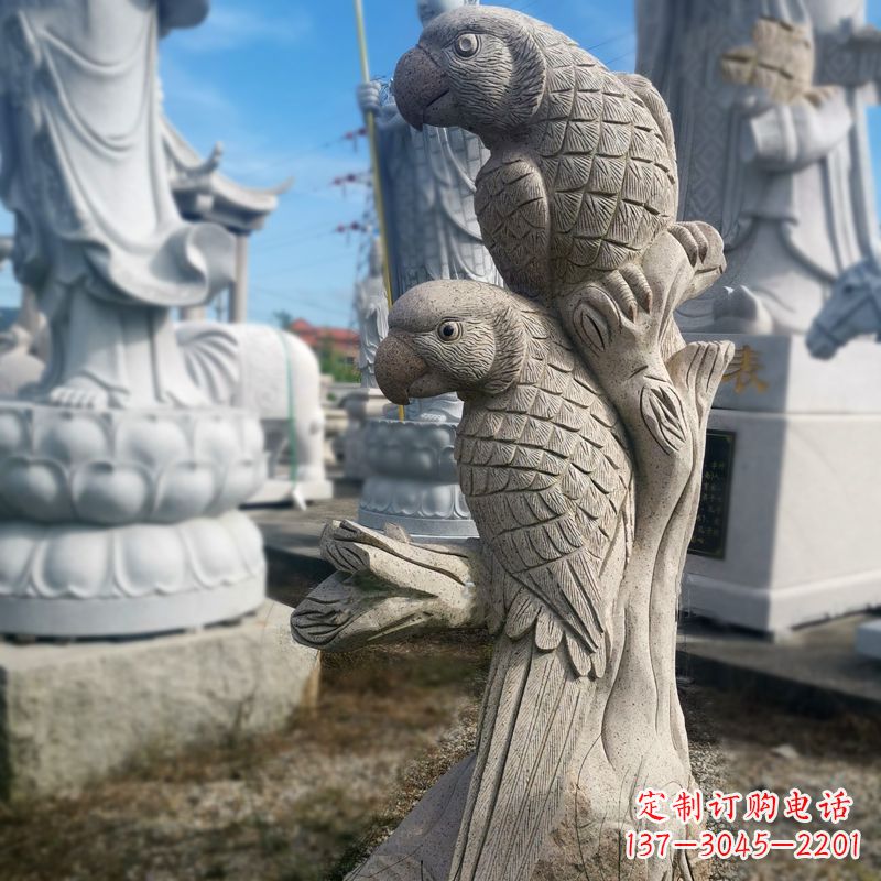 郑州石雕鹦鹉景观雕塑摆件