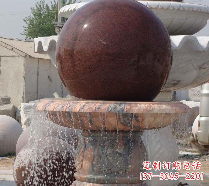 郑州石来运转小型风水球喷泉石雕
