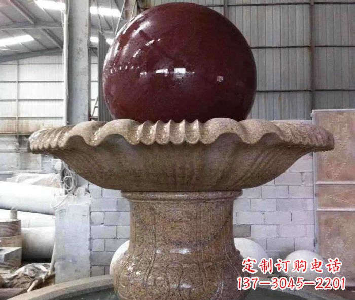郑州石来运转小型风水球喷泉石雕 (2)