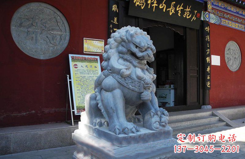 郑州石狮子寺庙门口石雕