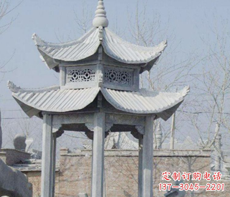 郑州双层仿古六角凉亭石雕