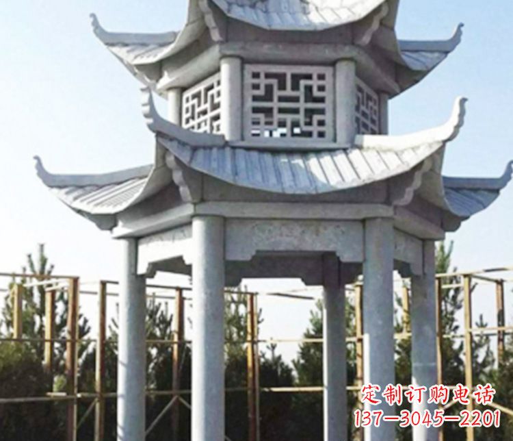 郑州双层仿古石凉亭石雕_2