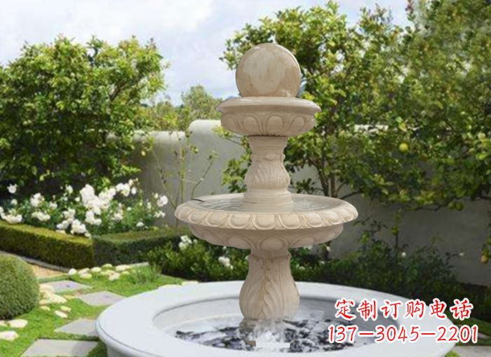 郑州双层风水球喷泉别墅石雕