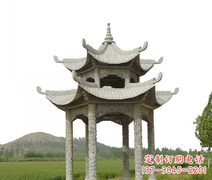 郑州双层仿古石雕凉亭