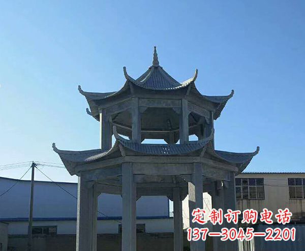 郑州双层仿古石凉亭石雕_1