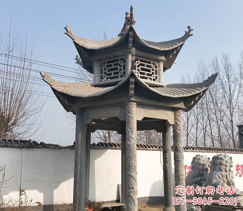 郑州双层户外凉亭石雕 (2)